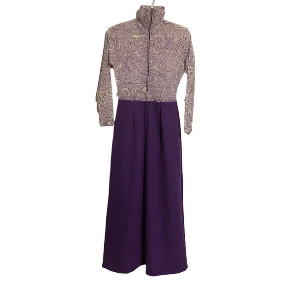 70s Vintage Purple Hippie Dress - Picture 2 of 11